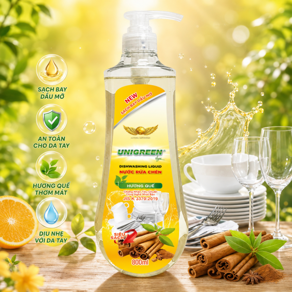 Nước rửa chén Uni Green 800ml - Hương Quế