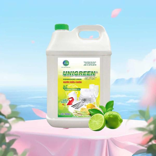 Nước rửa chén Uni Green 9600ml - Hương Chanh xả